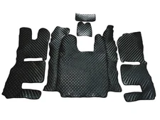 Black Eco Leather Mats + Engine Cover For Scania R 2013 - 2016 Recaro Seats