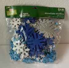 Christmas Crafts Snowflake Foam Stickers Glitter 105 Pieces NEW IN PACKAGE