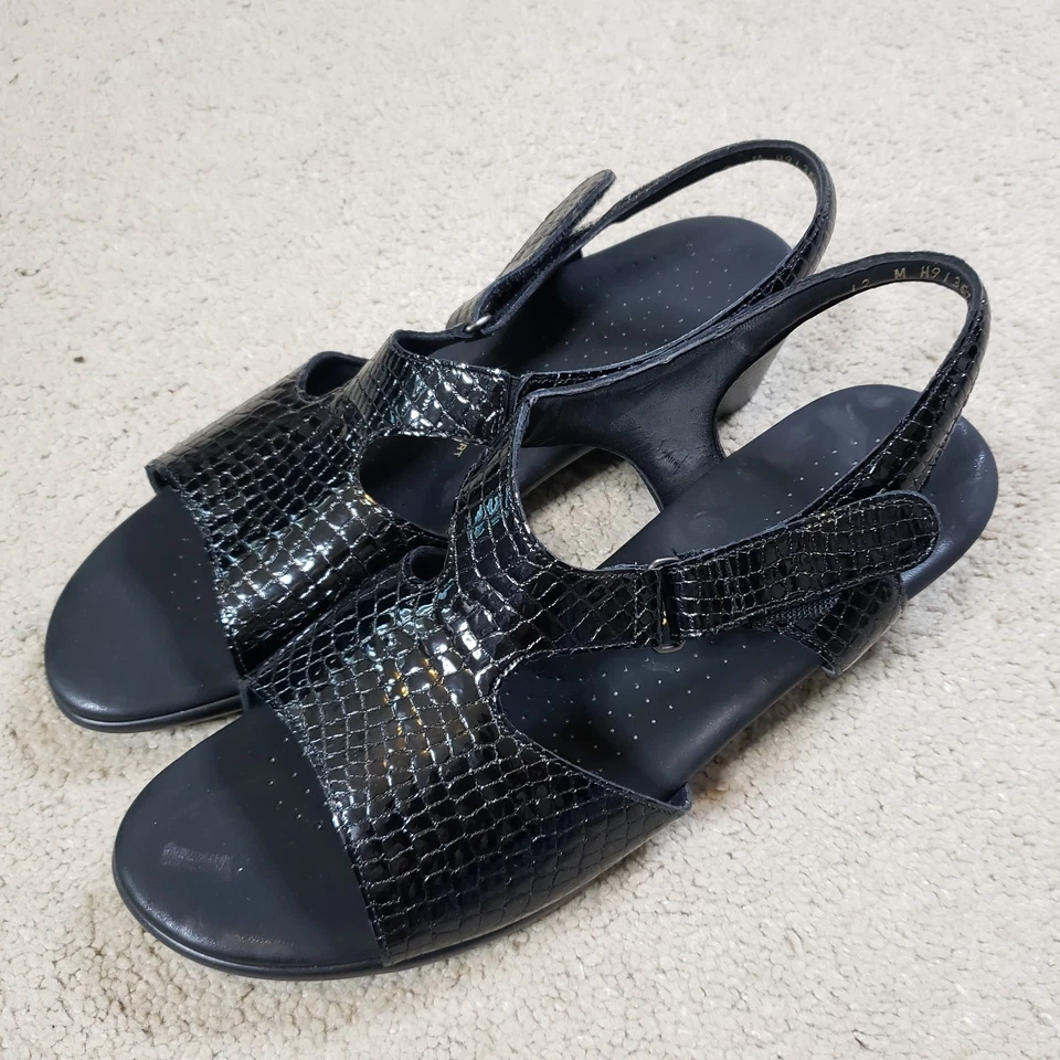 SAS Women’s Tripad Comfort Suntimer Black Sandals Size 12 Heel Strap Patent Croc - Image 4 of 4