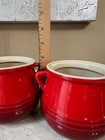 2 Vtg LE CREUSET MINI BEAN POT *LIDDED *CERAMIC *MATCHING *PRE-OWNED *EXCELLENT — photo 3