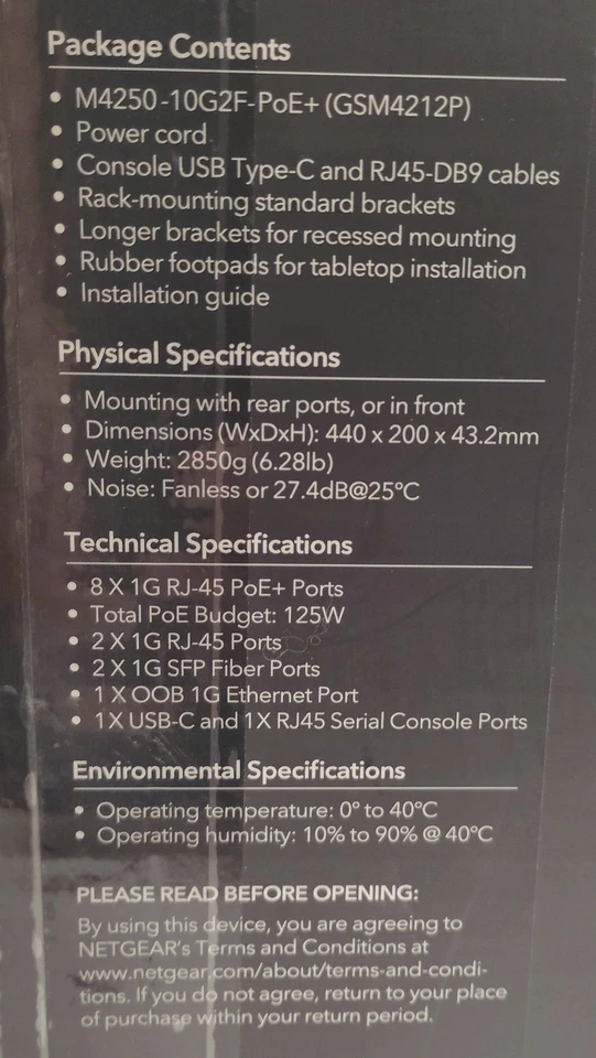 Netgear M4250 GSM4212P AV Line 8-Port PoE+ Managed Gigabit Switch w/ SFP 125W - Image 3 of 4