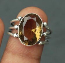 Lab Smoky Quartz 925 Sterling Silver Band Statement Ring Handmade Ring All Size