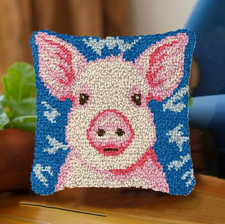 *AUSVERKAUF*Knüpfkissen Set 43x43 Schwein Bauernhof Eber Handarbeit Kissen Couch