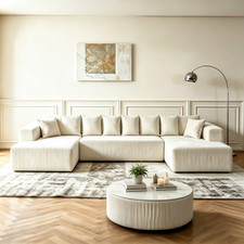 146" Boneless L-Shaped Cloud Sectional Sofa, Right Chaise for Living Room
