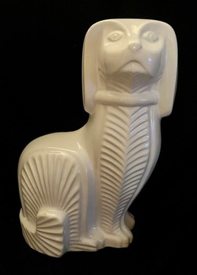White Ceramic Jonathan Adler Style Staffordshire Dog Figurine /Statuette