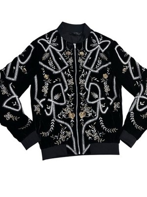 Zara Hombre Edición Chaqueta Bomber Terciopelo Bordada