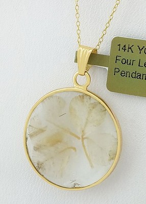 4 BLATT ANHÄNGER MASSIV 14K GELBGOLD - Gratis Kette - NEU MIT ETIKETT