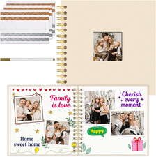 Vienrose 8 x 8 Inch Scrapbook Photo Album, Linen Hardcover Photo Book with 40 Wh