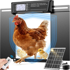 Automatic Chicken Coop Door Large Size, 7W Solar Powered with Timer & Light Sens