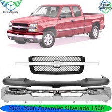 Front Bumper Chrome Grille Assembly Kit For 2003-2006 Chevrolet Silverado 1500