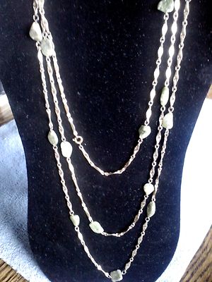 NICE NATURAL GEMSTONE NECKLACE 68'' WITH A BRACELET / 2 COLORS