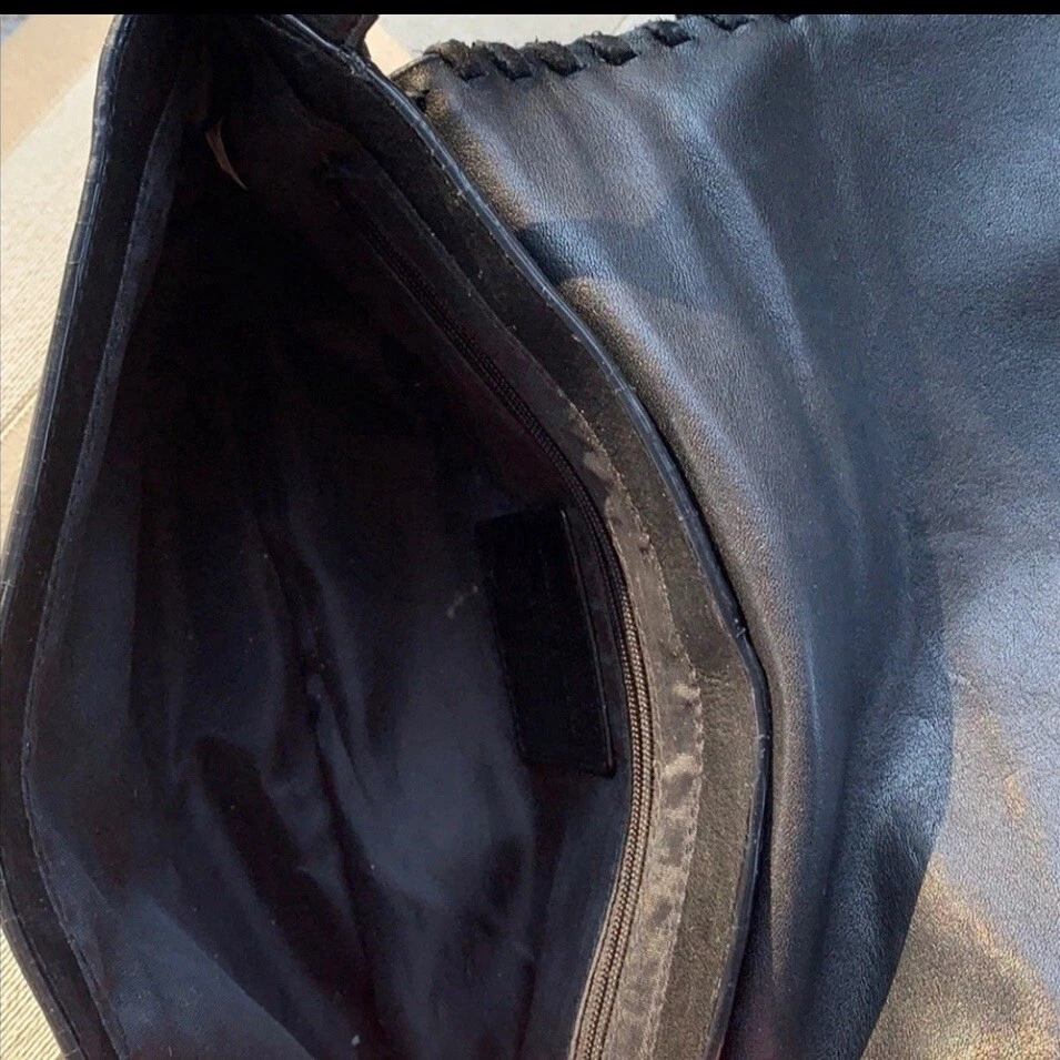 Andrew Marc New York Black Genuine Leather Purse Bag Whipstitch Accents  - Image 3 of 4