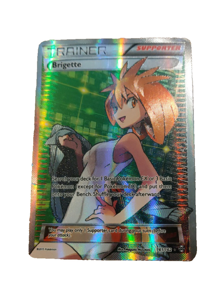 Brigette 161/162 Breakthrough Full Art Holo Pokemon Card Moderate Play