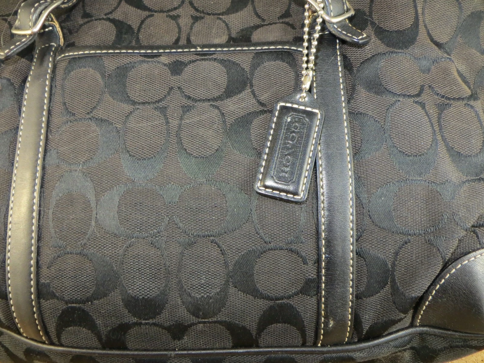 Borsa a mano vintage firmata Coach in pelle tela nera L2J 6335