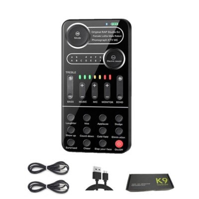K9 Voice Changer Card Mini Multiple Audio Effect Bluetooth-Compatible Sound Card