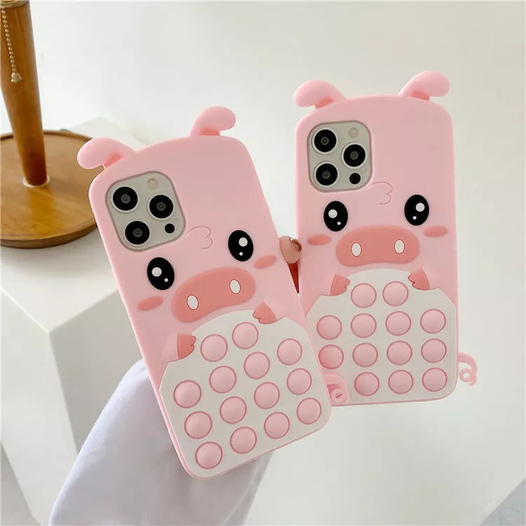 3D Pink Pig Cute Phone Cases For iPhone 14 13 12 11 Pro XS Max XR X SE2 6S  7 8 Plus