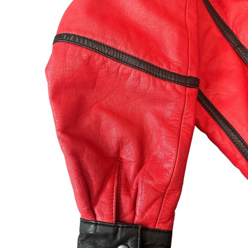 Giacca pelle rossa e nera vintage anni 80 giacca thriller anni 80 Michael Jackson - Foto 16 di 16