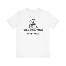 Funny Social Vegan Unisex Tee, Introvert Humor Tshirt, Vegetarian Gift,