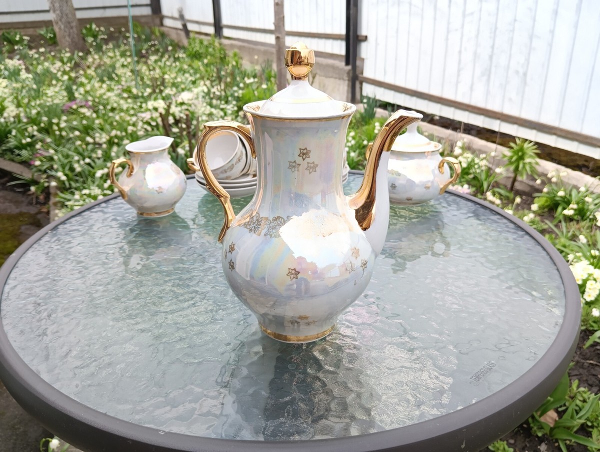Vintage Porcelain Tea set Mother of pearl for six people