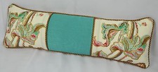 Corded Pillow made w Ralph Lauren Antigua Floral Turquoise Silk Fabric 22x7