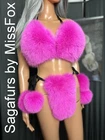 Sagafurs Shadow Blue fox hot pink bikini pompons