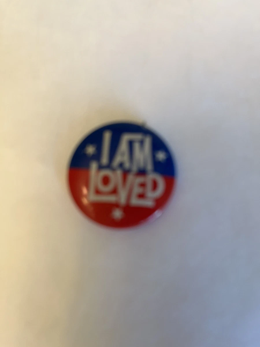 Vintage I AM LOVED Pinback Button Pin 1 Helzberg Diamonds Red
