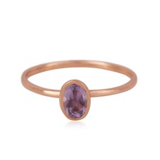 Natural Amethyst Gemstone Stackable Ring 925 Silver Rose Gold Plated Jewelry