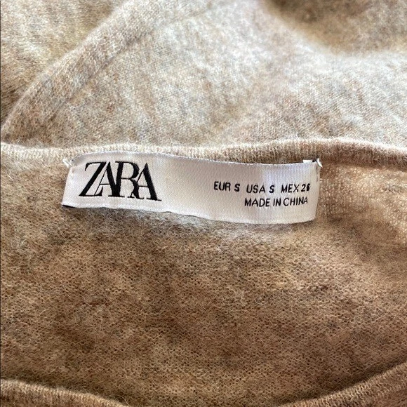 ZARA Wool Long Sleeve Maxi Dress Round Neck Fall Winter Soft Warm Tan Neutral - Image 4 of 4