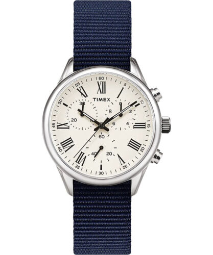 Timex TW2T43800 Weston Avenue Men's Analog Chronograph Watch Blue Fabric Strap - Afbeelding 1 van 1