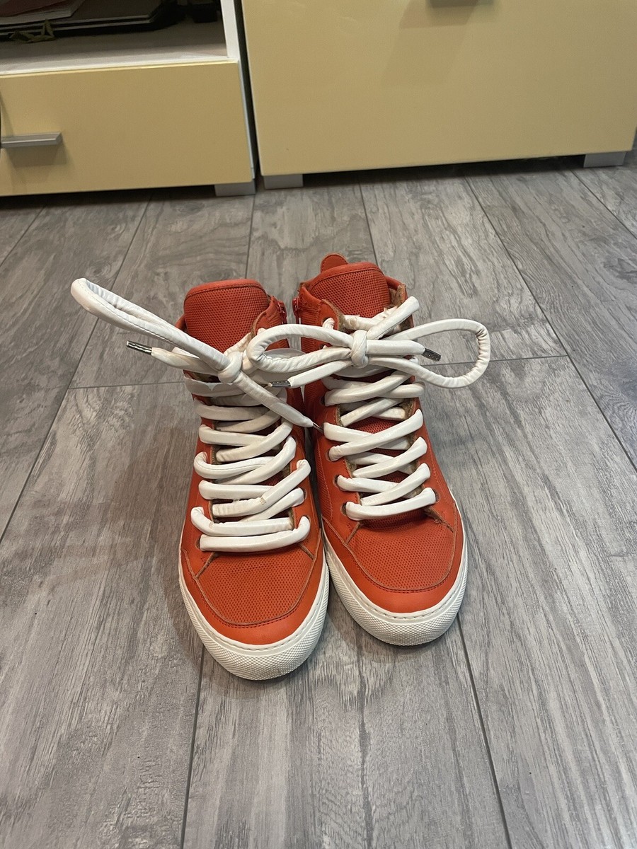 スニーカー MAISON MARGIELA Women Sneakers S59WS0162 PR047 H2804 Orange MM6 Maison Margiela Women's Orange Leather/Canvas Hi Top