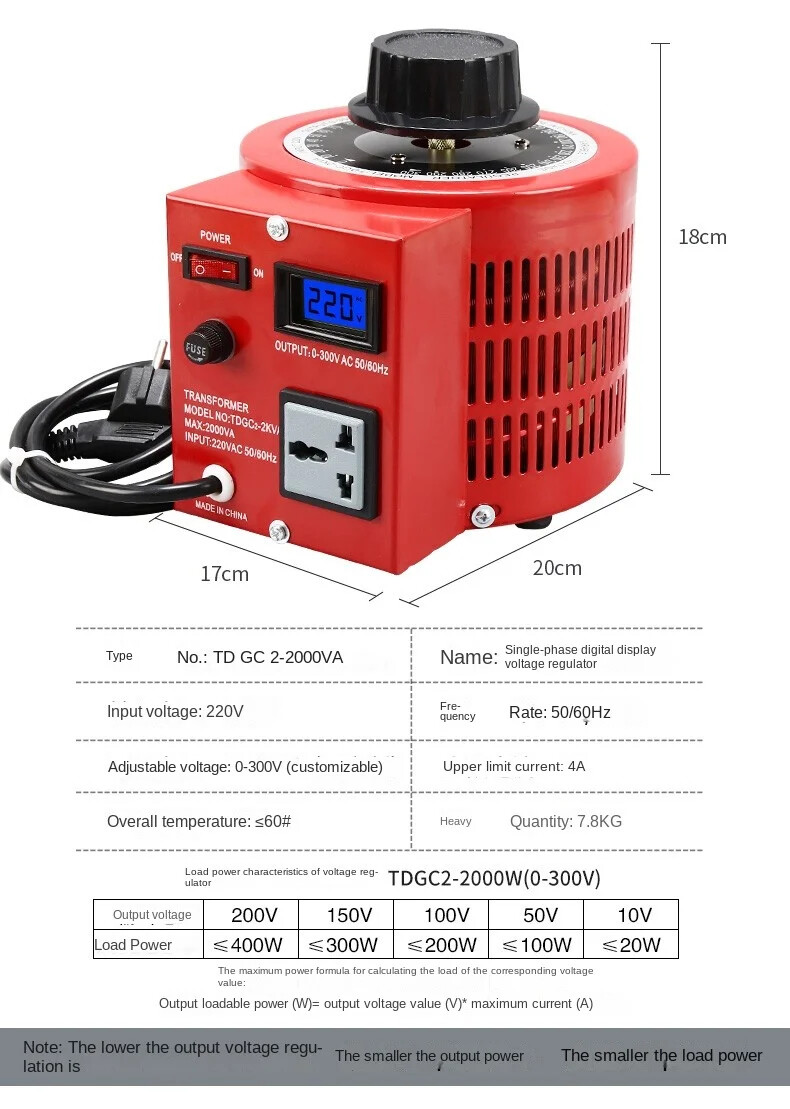 new 220V 1000VA/2000VA Single Phase Max 0-300v 5 Amp Variac Variable Transformer