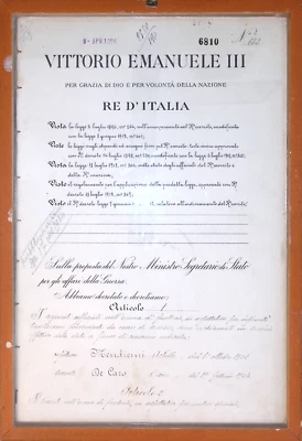 1924: Vittorio Emnuele III; Dekret Kriegsministerium m. orig Unterschrift - Bild 1 von 2
