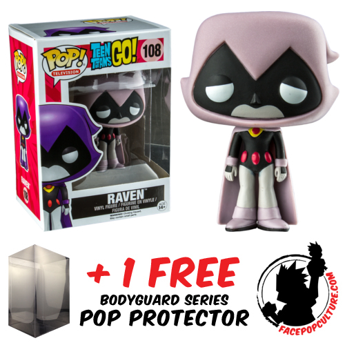 Funko Pop Teen Titans Go Raven Grey #108 Exclusive Vinyl Figure + Pop Protector
