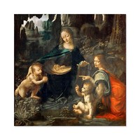 Leonardo Da Vinci Virgin Of The Rocks Painting Large Wall Art Print Square 24X24