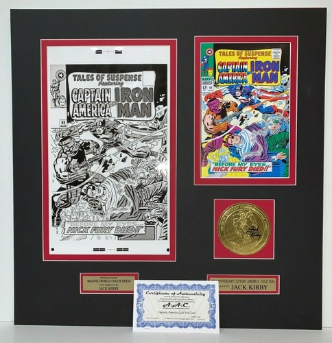 JACK KIRBY signed Captain America seal, COA, Tales of Suspense 92 production art - Picture 9 of 12