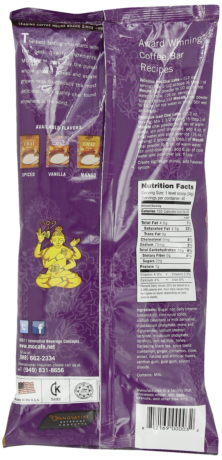 MOCAFE Precious Divinity Vanilla Chai Spiced Tea Mix, 3-Pound Bag Instant Frappe