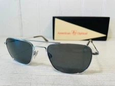 AO AMERICAN OPTICAL CHECKMATE Silver Frame w 56mm Gray Nylon Lenses Suns $260