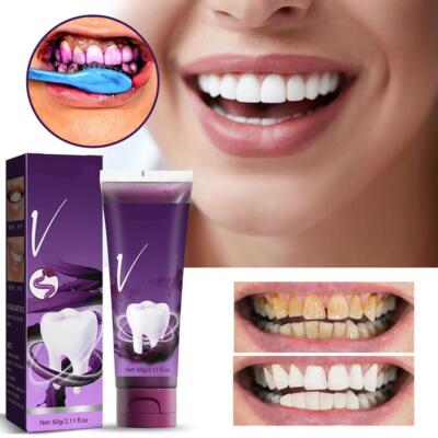 60g Purple Toothpaste for Teeth Whitening V34 Color Corrector Teeth Whitening