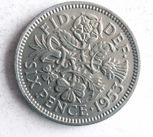1953 GREAT BRITAIN 6 PENCE - Uncirculated - FREE SHIP - Bin #721