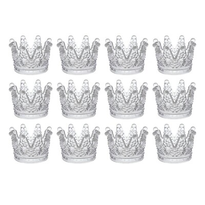 Mega Crafts - 3'' Crown Glassware Candle Holder - Clear, Set of 12