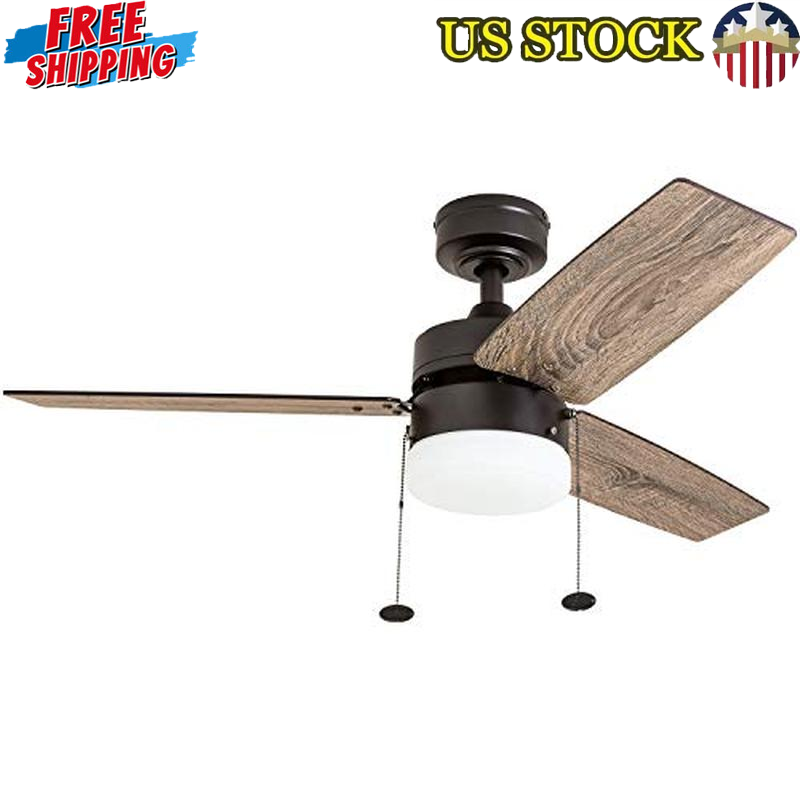 42in Modern Farmhouse LED Ceiling Fan Pull Chain Dual Mounting Reversible Motor