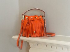 Milly Essex Fringe Small Drawstring Leather Cross Body Bag  Nwt
