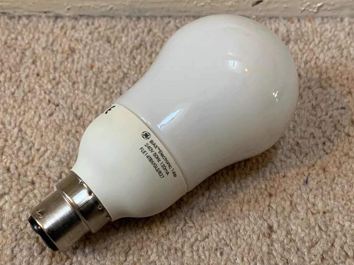 GENERAL ELECTRIC GE B22 BC 14W CFL GLS ENERGY SAVING LIGHT BULB