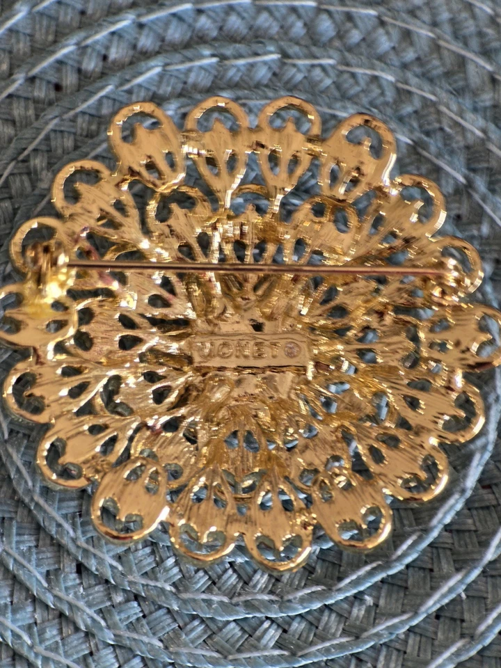 Broche prendedor flor estrás rosa Monet. ¡Todas las piedras intactas!  Foto 3 de 3