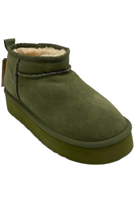 Lamo Water Resistant Suede Platform Boots Ellie Olive