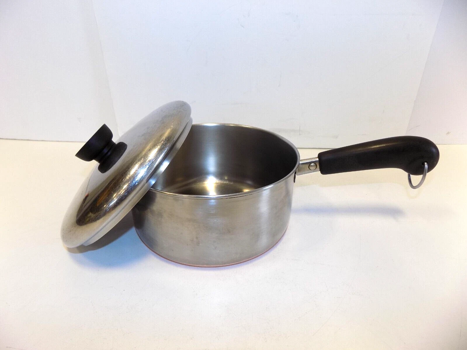 Vtg 2qt Revere ware Sauce Pan Pot w/ Lid 1970's Copper Clad Rome NY 1801
