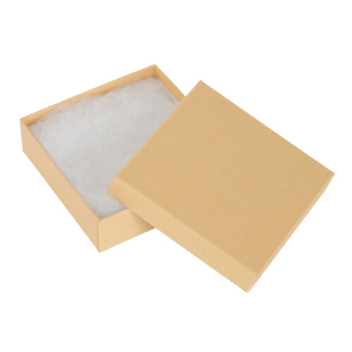Cotton Filled Kraft Two Piece Jewelry Gift Boxes - 3½” x 3½” x 1" (Case of 50) - Photo 1 sur 4