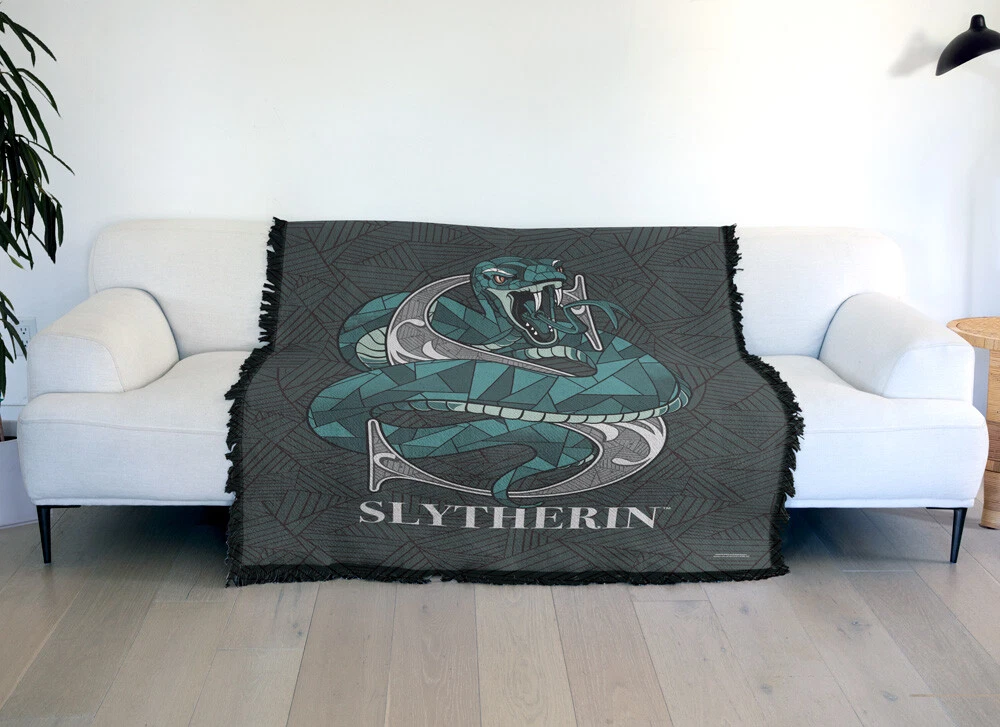 Harry Potter Blanket, 50"x60" Line Style Slytherin Woven Blend Throw