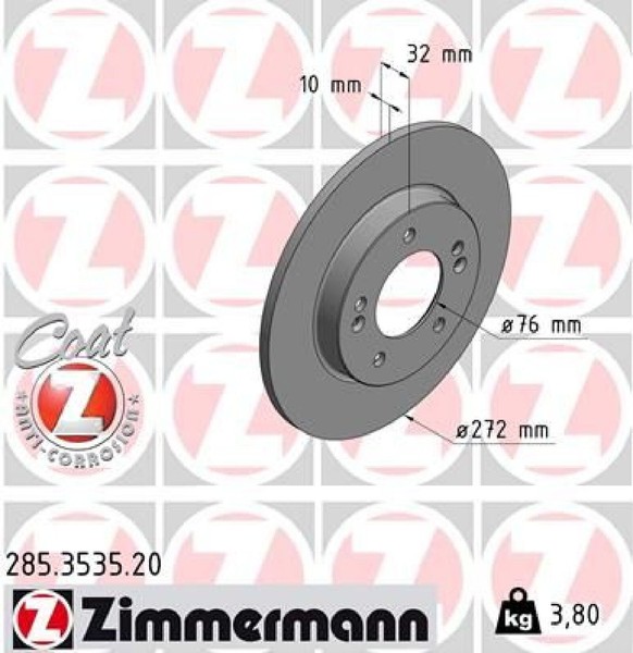 2X Bremsscheibe Zimmermann 285.3535.20 2 Bremsscheiben Hinterachse Hinten-image