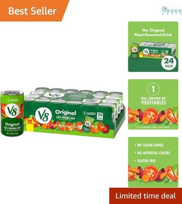 Vegetable Juice 100% Can Pack of 24 Gluten Free Low Calorie No Artificial